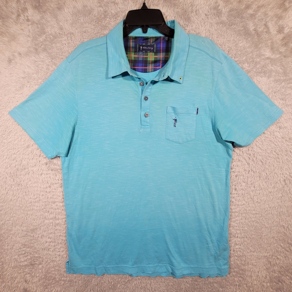 William Murray Polo Shirt Mens Large Blue Short Sleeve Slub Knit Golf
